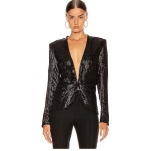 Revolve SMYTHE Metallic Ruched Long Sleeve Blazer